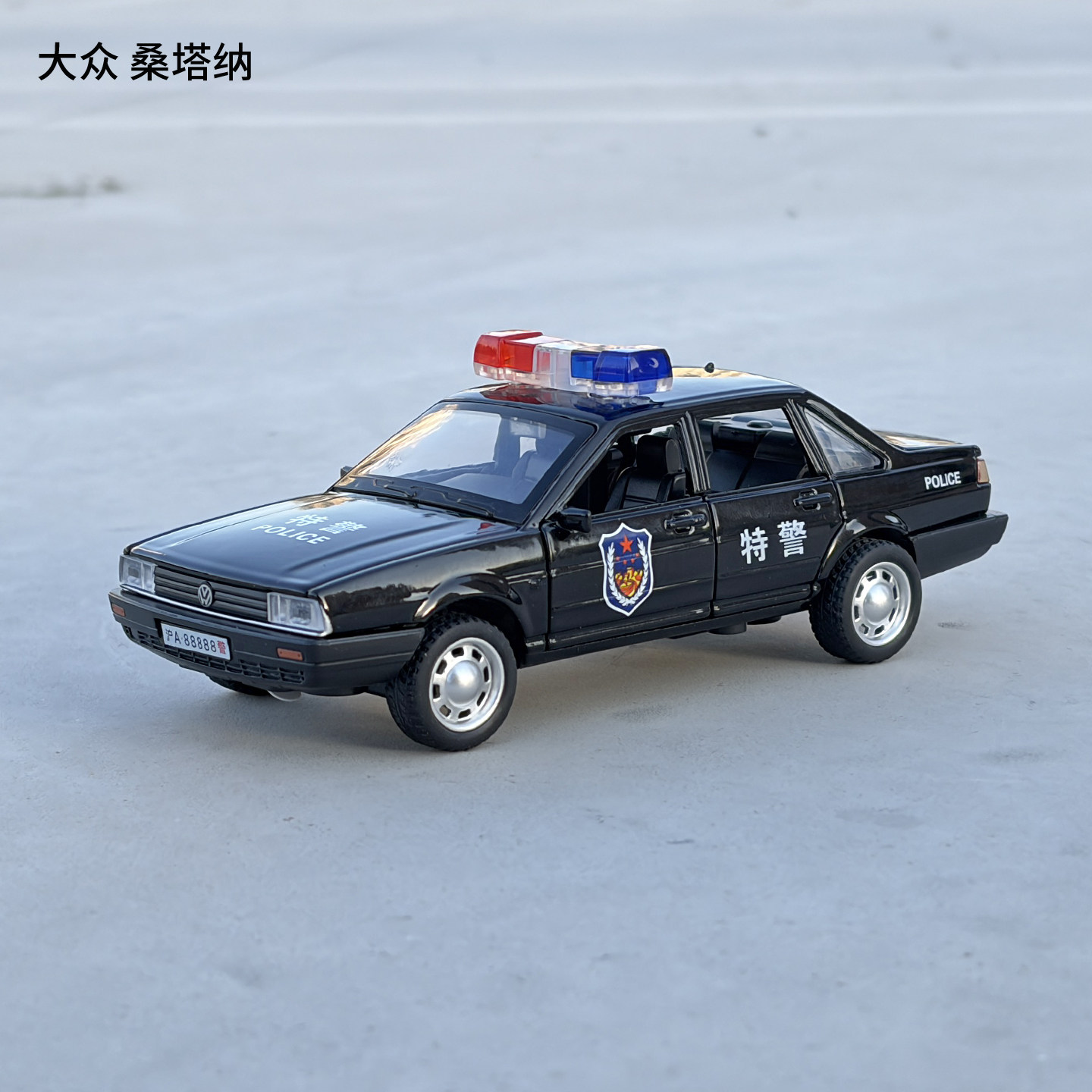 1/32大众桑塔纳警车合金车模仿真金属汽车模型声光回力玩具车礼物