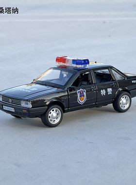 1/32大众桑塔纳警车合金车模仿真金属汽车模型声光回力玩具车礼物