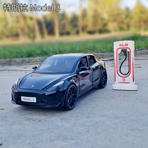 1:24特斯拉model3合金汽车模型仿真新能源车模声光回力男孩玩具车