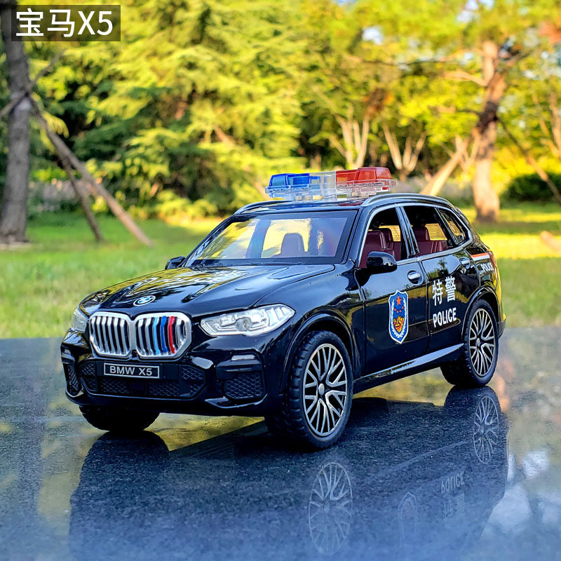 宝马x5合金警车132玩具车