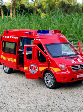 仿真奔驰救护合金车模120公安特警车金属男孩玩具车开门回力声光