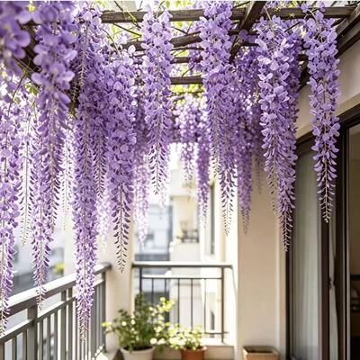 仿真紫藤花垂吊紫罗兰垂挂花串室内装饰墙壁塑料花婚庆仿真紫藤花