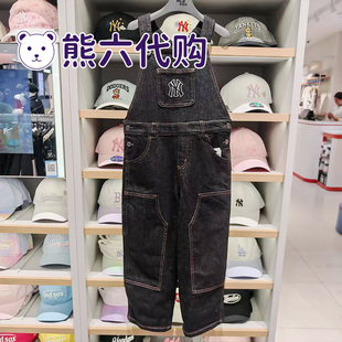 MLB儿童25秋冬女童时尚 7ADPB1054 休闲潮奢刺绣LOGO牛仔背带裤