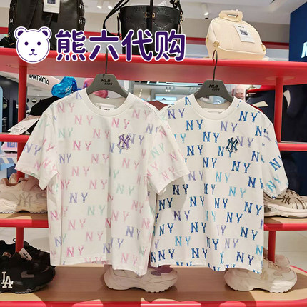 MLB儿童26夏款男女童凉感复古遮热舒适渐变满印老花T恤7ATSM0463