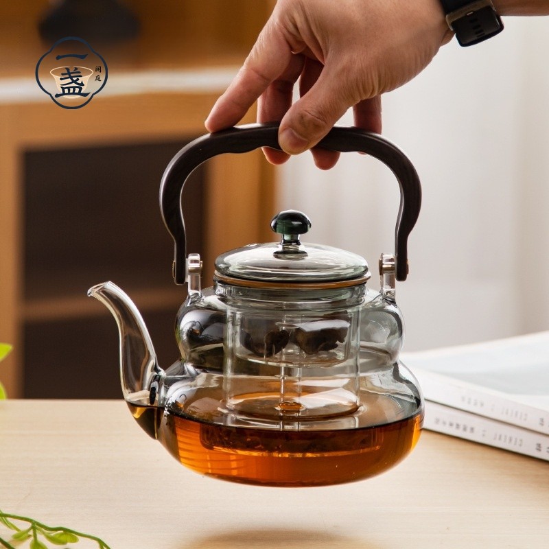 一盏闲庭丨围炉煮茶壶福禄壶高硼硅玻璃木把提梁壶蒸煮一体泡茶壶,餐饮具,茶壶,淘宝优惠券,粉丝福利购,淘宝优惠卷