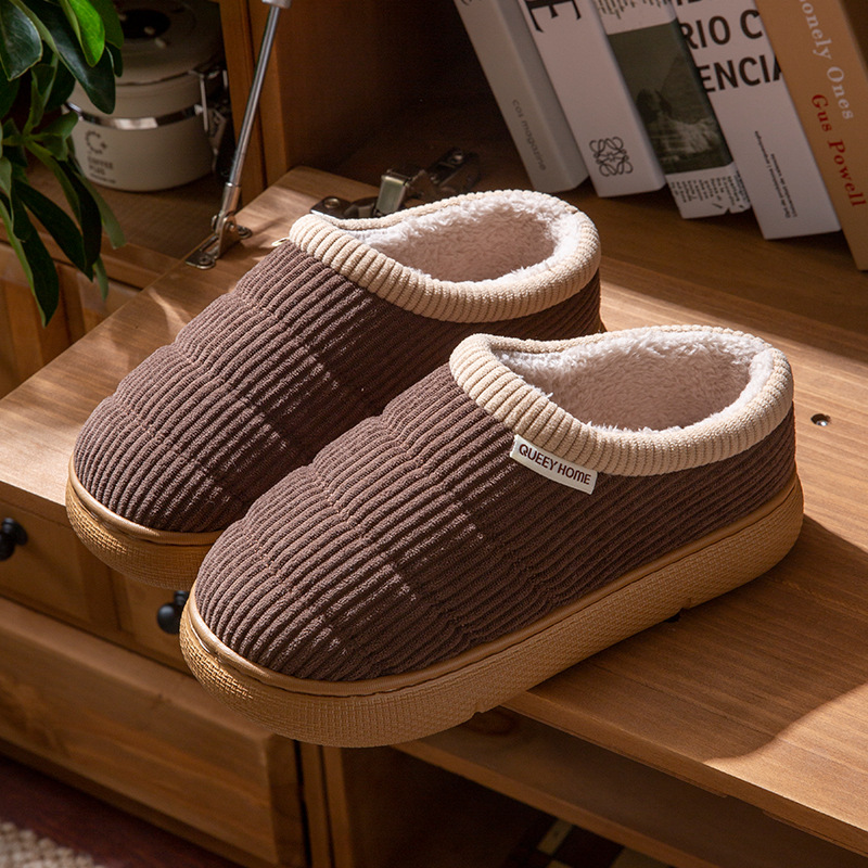棉拖鞋男款秋冬季室内居家加绒保暖毛绒包跟棉鞋外穿踩屎感拖鞋女