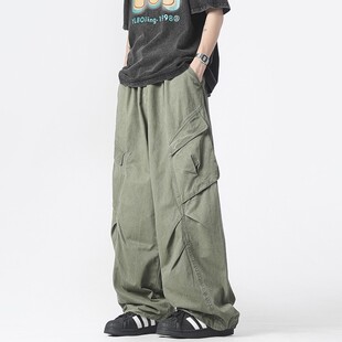 倔强工作室 美式宽松直筒工装休闲裤男女日系宽松垂感哈伦长裤子