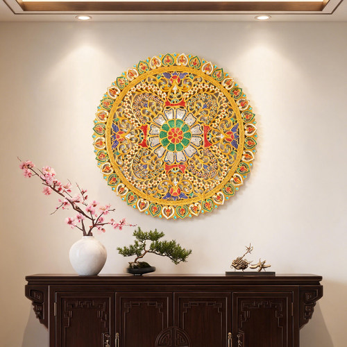 泰国手工木雕花板东南亚风格酒店客厅卧室装饰画玄关走廊挂画壁饰