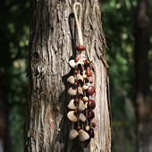 天然果壳手摇铃疗愈音乐冥想乐器挂件印尼黑果手工音疗伴奏风铃串