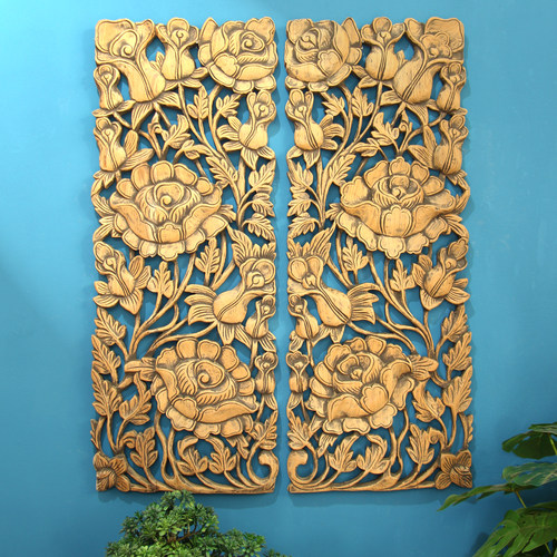 泰国进口木雕泰式雕花板玄关壁饰