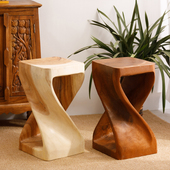泰国创意实木凳子家用换鞋 矮凳客厅茶几凳整木根雕花架花台木墩凳