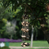 天然果壳手摇铃溪水音乐疗挂铃铛水铃桐印尼黑果天然果壳疗愈乐器