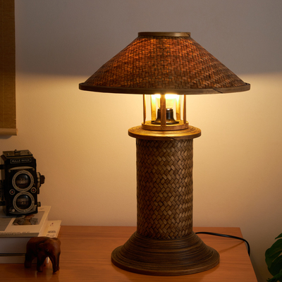 泰式竹编台灯创意客厅卧室台灯东南亚风格装饰品酒店会所餐厅台灯