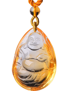 天然黄水晶吊坠巴西项链送女友