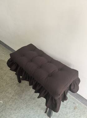 长坐垫椅子加厚条形纯色亚麻布