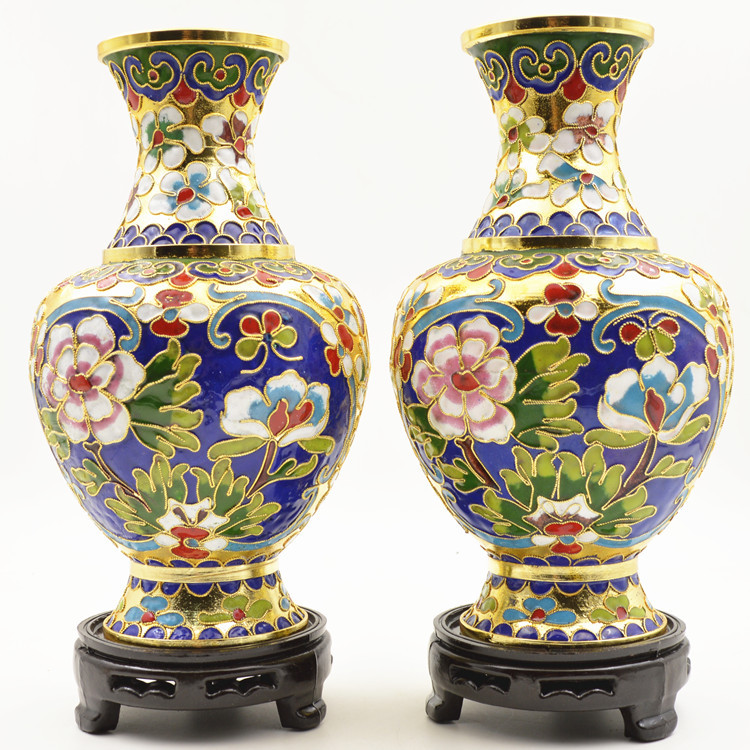 北京正宗景泰蓝花瓶铜胎掐丝珐琅特色工艺品家居摆件牡丹瓶包邮