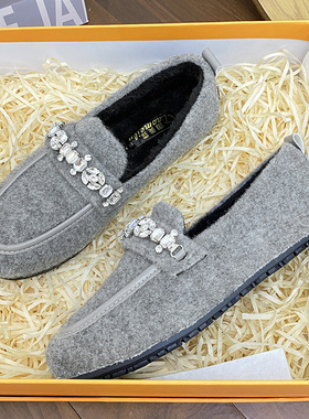 法式仙女风2025平底毛毛鞋秋冬新款豆豆加绒保暖棉鞋时尚软底单鞋