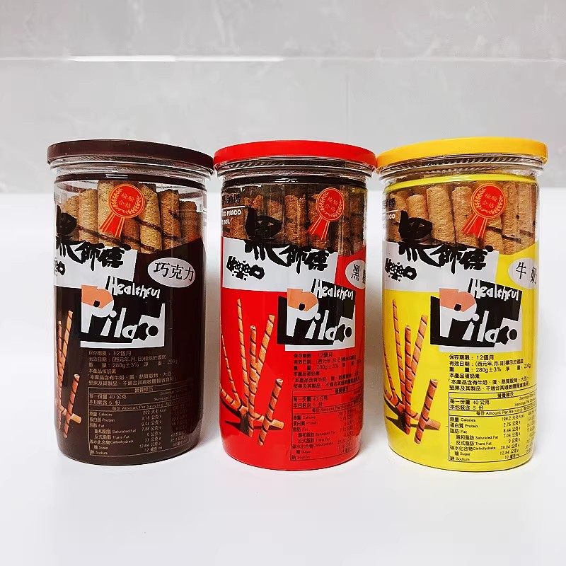 台湾黑师傅巧克力黑糖酥饼干牛奶卷心酥休闲零食夹心蛋卷糕点280g