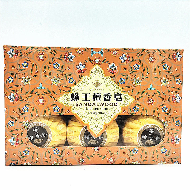 包邮 台湾进口 蜂王檀香香皂6入礼盒100g*6入