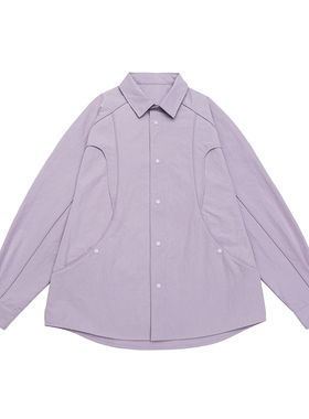 IEID春秋季解构拼接长袖衬衫男士大码宽松oversize翻领夹克外套潮