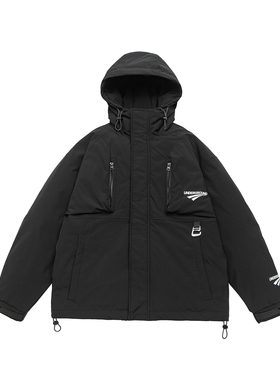 IEID美式潮牌羽绒服男冬季加厚抗寒羽绒衣外套加肥加大码冲锋衣男