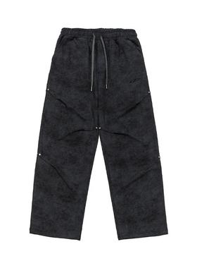 IEID小众街头扎染脏脏裤复古褶皱设计感坠感休闲大码长裤男春秋