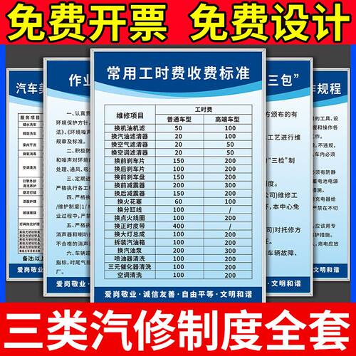 4S店修理厂车辆维修规章制度牌