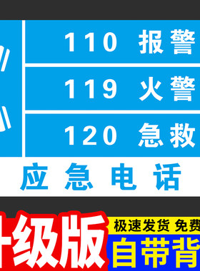 应急电话贴纸重点防火标识标牌