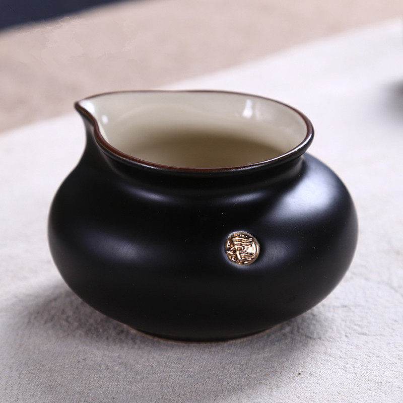公道杯功夫茶具套装家用高档陶瓷描金茶海茶壶盖碗黑金套装礼盒装