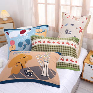 八层加厚纱布枕巾一对装成人不掉毛枕头巾四季家用单人盖巾