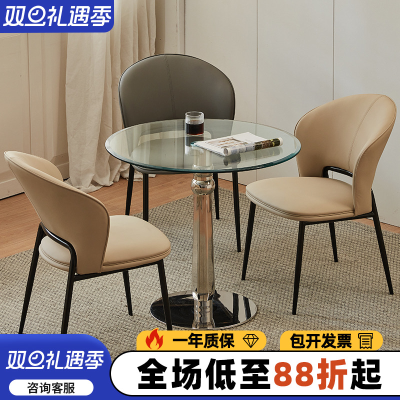 玻璃桌子圆钢化家用小户型阳台桌子玻璃餐桌简约洽谈桌玻璃小圆桌