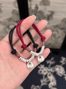 朱砂手串女款官方旗舰店正品足金小福牌手链男转运珠黄金情侣礼物