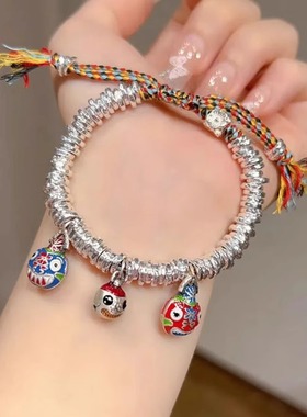 吞金兽盘缠手链绳女款如意蓝手串新中式礼物小众民族风手绳手串