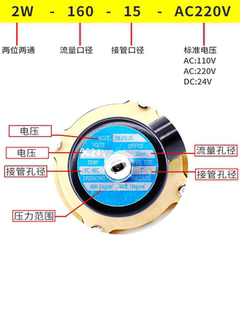 华驰220v24v电磁水阀2W防水单向常闭控制电子开关水管3分4分纯铜