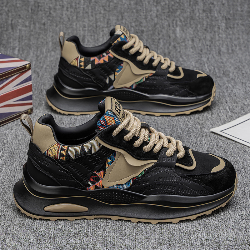 新款夏季男鞋厚底增高老爹鞋防滑耐磨运动板鞋子男款时尚休闲潮鞋