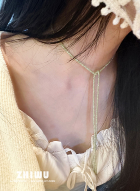 ZHIWU~小众原创纯色手工串珠项链女巨百搭显白choker锁骨链高级感