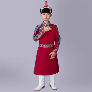 蒙古族儿童男生蒙古袍少数民族风舞蹈学生旅拍直播摄影服饰演出