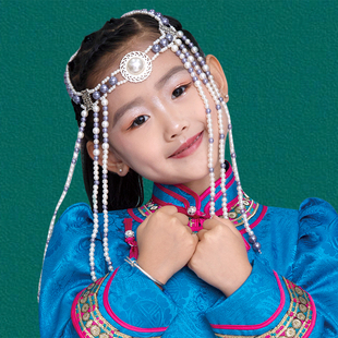 蒙古族头饰儿童手工串珠流苏发饰品少数民族风配件额头链子饰品