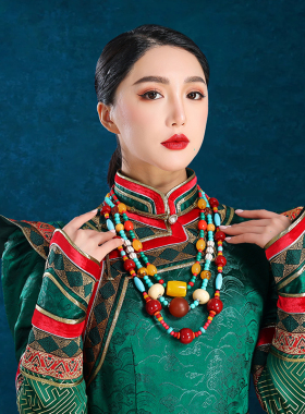 蒙古族传统贵族饰品项链少数民族风旅拍内蒙古摄影写真毛衣链