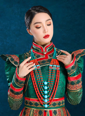 蒙古族传统贵族饰品长项链少数民族风旅拍内蒙古摄影写真毛衣链