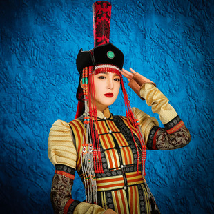 蒙古族拼色帽子少数民族风头饰异域风情复古发饰造型新娘婚礼帽子