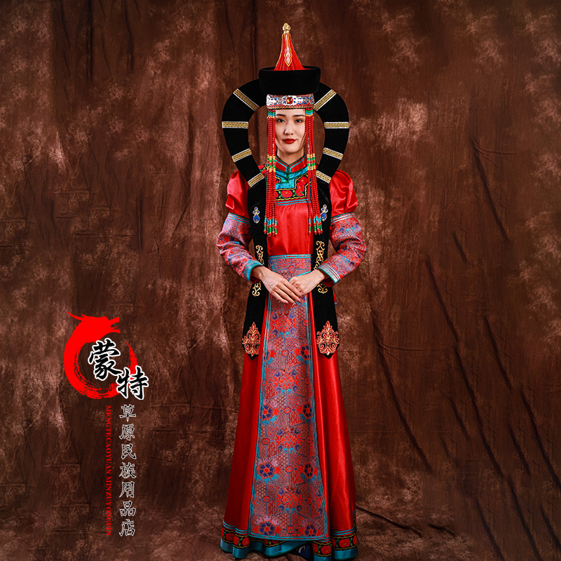 新款蒙古族演出服女装精品蒙古袍豪华成人少数民族表演服装