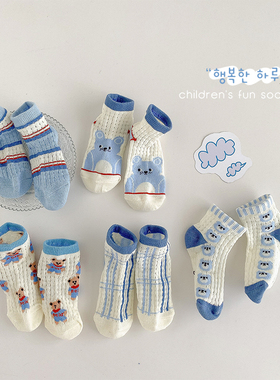 儿童袜子夏季薄款纯棉透气网眼卡丝袜男童卡通小熊潮袜夏天女童袜