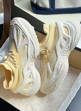 飞织椰子鞋女新款运动鞋女学生韩版百搭气垫鞋字透气网鞋跑步女鞋