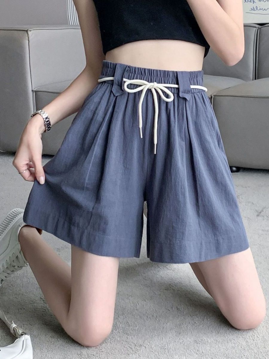 短裤女休闲居家裤水洗棉薄裤子时尚外穿热裤宽松阔腿五分裤夏季潮