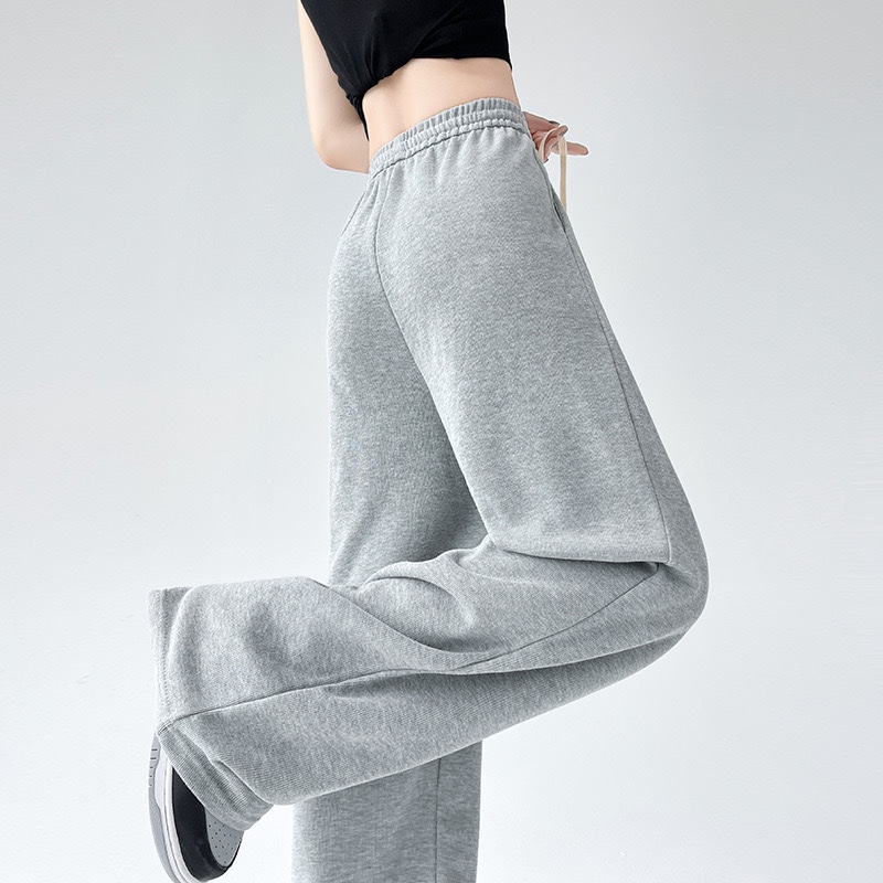 运动裤子女春秋夏2024新款高腰宽松直筒垂感大码休闲阔腿美式卫裤