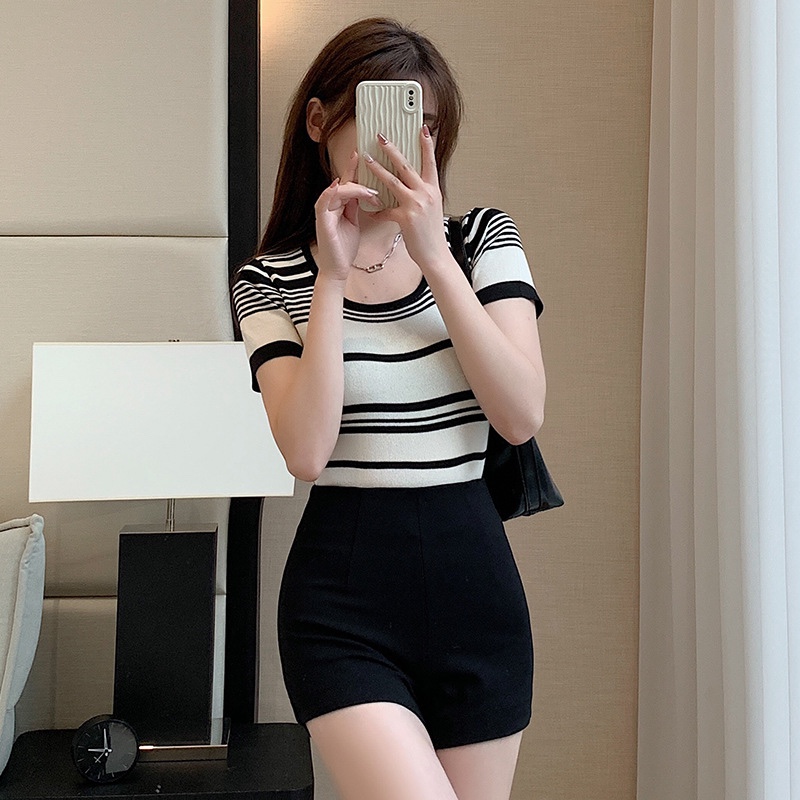 黑色紧身外穿打底A字热裤子夏季大码高腰辣妹子美式性感三分短裤