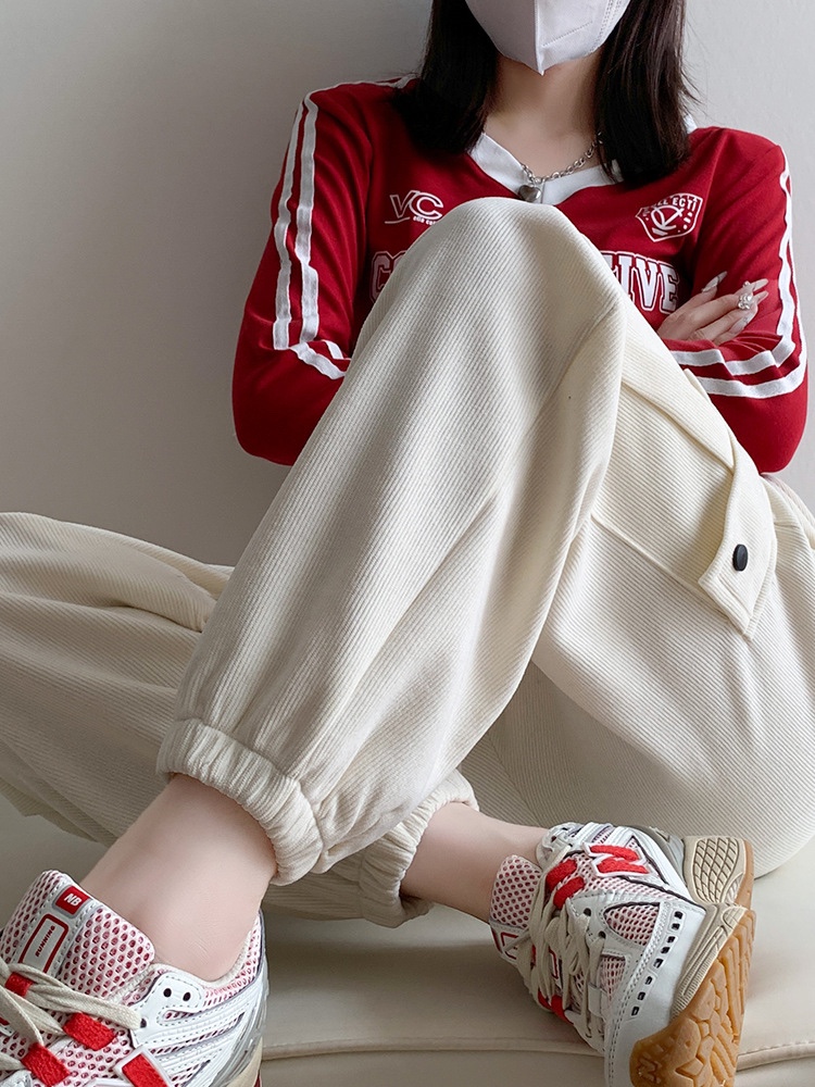 运动休闲裤女直筒裤2025秋季新款宽松高腰小个子束脚美式工装裤子