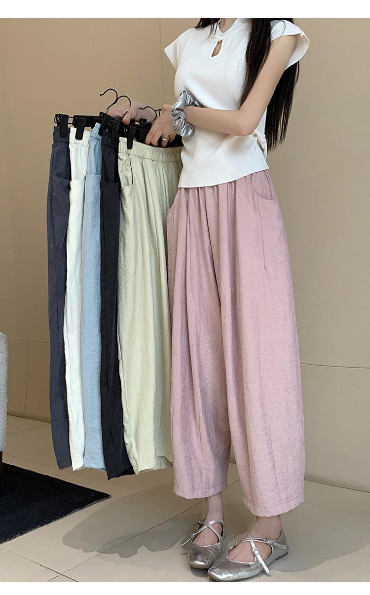 高腰阔腿九分裤垂感小个子慵懒宽松显瘦凉凉裤春夏休闲裤女长裤子