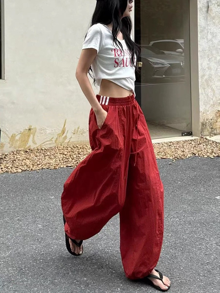 美式多巴胺阔腿裤女夏季2025新款高腰宽松休闲山本裤垂感直筒裤子